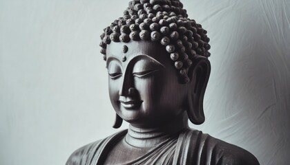 buddha statue on a white background close up