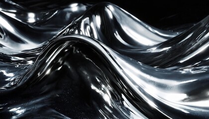 silver chrome metal texture with waves liquid silver metallic silk wavy design 3d render illustration