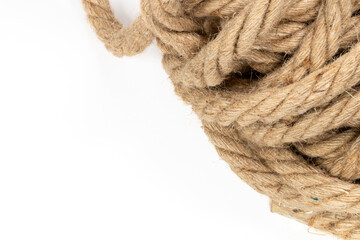 Closeup of rope on white background