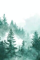 Foggy forest filled with trees