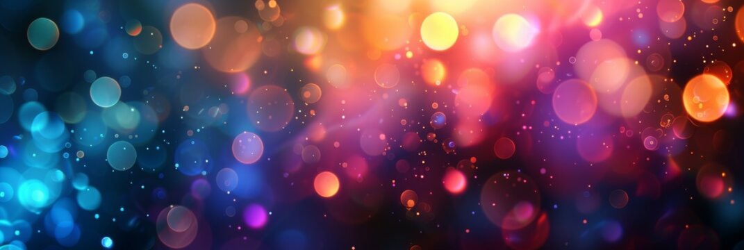 Blurred multicolor bokeh lights banner