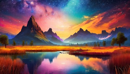 fantasy surreal landscape in pastel colours digital art