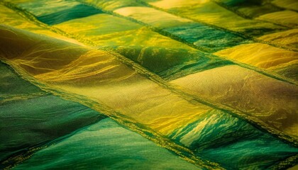 an abstract quilt made of yellow and green colors in the style of naturalistic landscape backgrounds - Powered by Adobe