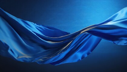 flying blue silk textile fabric background smooth elegant satin cloth 3d rendering