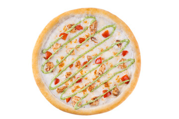 Appetizing Pepperoni Pizza, on a white background, isolate, for a food delivery site,