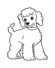 Dog Coloring Page for Kids, Cute Dog Vector, Dog black and white, Dog illustration