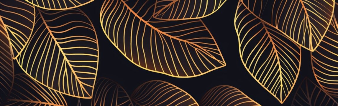 Detailed leaf pattern close-up on black background
