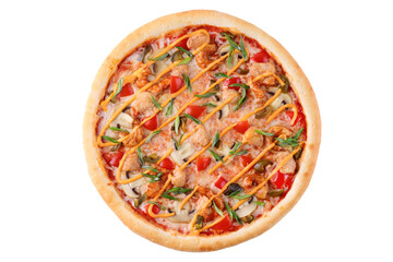 Appetizing Pepperoni Pizza, on a white background, isolate, for a food delivery site,