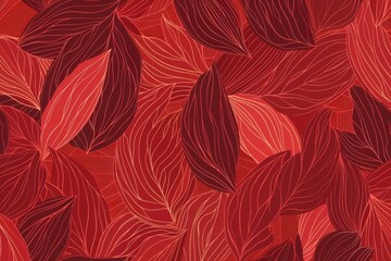 Red background with abundant leaves