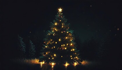 christmas tree background with new year lights