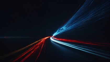 a blue and red light streaks