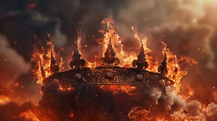 fiery medieval kings crown rise and fall of an empire concept digital art
