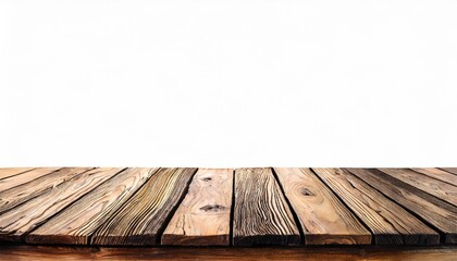 wooden tabletop isolated on white background empty rustic wood table for montage product display or design key visual layout with clipping path