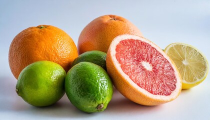 citrus fruit on a white background grapefruit orange lemon lime generate ai