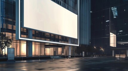 futuristic blank white advertising billboard on office building at night 3d mockup