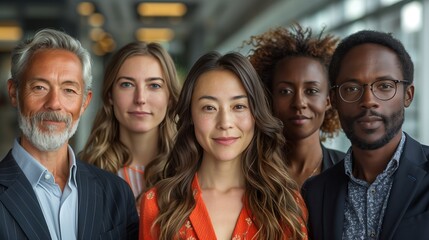 Obraz premium Diverse team of business people, men and women in a modern office environment