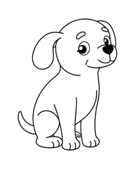 Dog Coloring Page for Kids, Cute Dog Vector, Dog black and white, Dog illustration