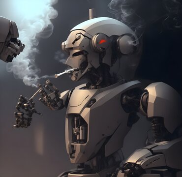 Robot smoking AI artificial intelligence