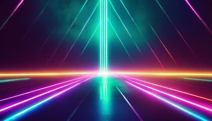 abstract sci fi retro style of the 80s laser neon bright background design for banners advertising technologies - obrazy, fototapety, plakaty