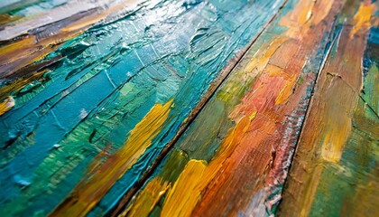abstract rough painting texture with oil brushstrokes in colorful colors pallet knife paint on...