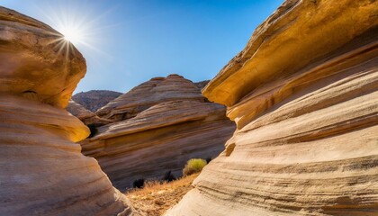sandstone formation a rugged sandstone formation background with layers of sedimentary rock showcasing the passage of time and natural erosion - Powered by Adobe