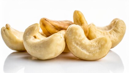 raw cashew nuts isolated on white background