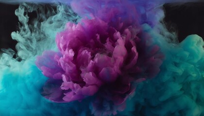 splash of colored ink in water in shape of peony mixing paints in water abstract colorful gradient floral blossom background for wallpaper poster product packaging or presentations generative ai