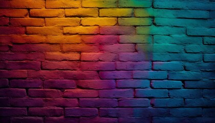 vibrant spectrum of colors on a painted brick wall generative ai