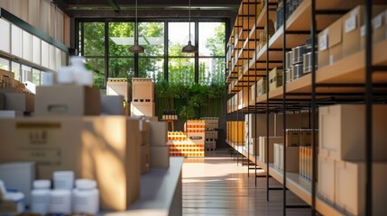 sme Storage area for preparing to deliver to customers.Sme business that is successful in selling products.online shopping concept.