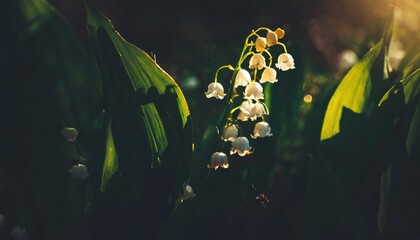 nature spring background with lily of the valley flowers