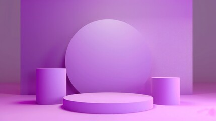 rendering purple colour minimal concept double cylinder pedestal or podium for product showcase...