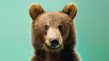 Surreal Close-Up of Young Honey Bear on Green Background
