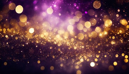 purple gold and black glitter vintage lights background defocused