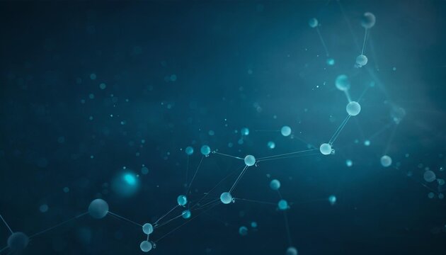 molecule in blank blue wide background