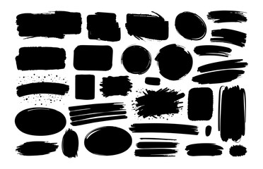 Paint black brush grunge rectangle texture. Sketch black brush box background splash.