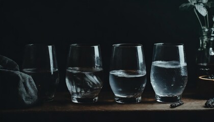 a collection of four glass of water stylized icons