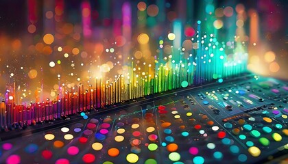 music dots multicolor equalizer - obrazy, fototapety, plakaty