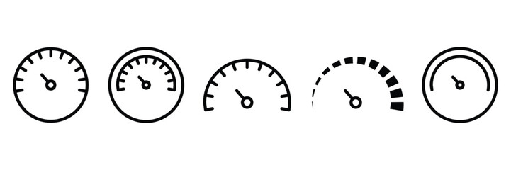 Speed meter icon. Manometer industrial control fuel auto electrical tester speed power measure line vector illustration