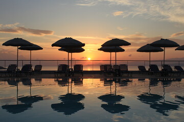 fabulous sunrise by the pool by the sea