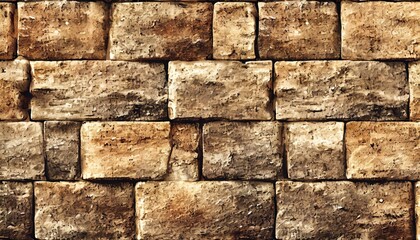 seamless old sandstone brick wall background texture tileable antique vintage stone blocks or tiles surface pattern rustic cottagecore wallpaper or backdrop high resolution 3d rendering