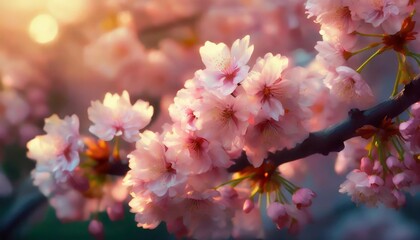 soft focus cherry blossoms pink flowers background
