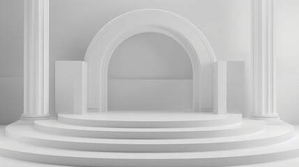 Podium in abstract white composition,