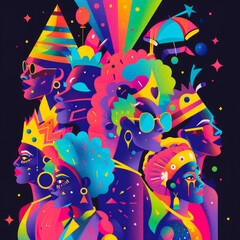 Colorful LGBT Diversity Carnival Scene in Flat Illustration
