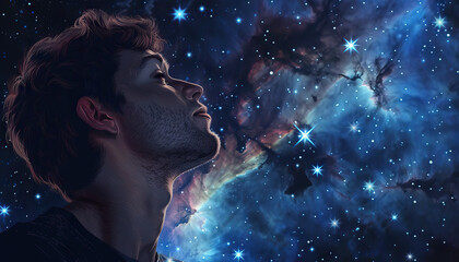 He gazed at the stars, wondering about the vastness of the universe and his place in it