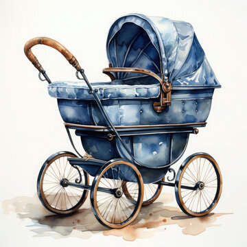 recommend clip art: Watercolor Baby Carriage, clipart Illustration, Generative Ai