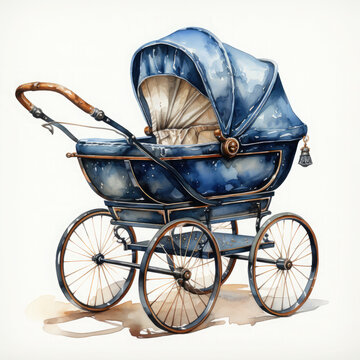 recommend clip art: Watercolor Baby Carriage, clipart Illustration, Generative Ai