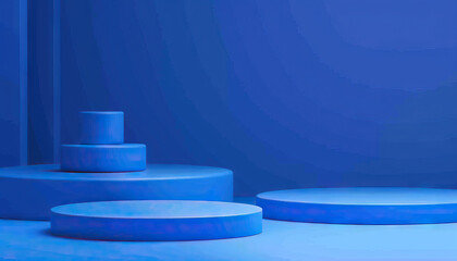 Cobalt Cool: Blue Podiums Providing a Chic and Contemporary Background for Products.