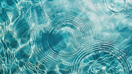 Water background. Blue water texture, blue mint water surface with rings and ripple. Spa concept...