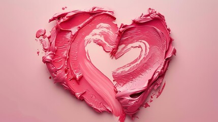 heart formed from smudged pink lipstick strokes beauty and love concept illustration