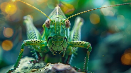 highresolution closeup of a green locust detailed nature photography illustration